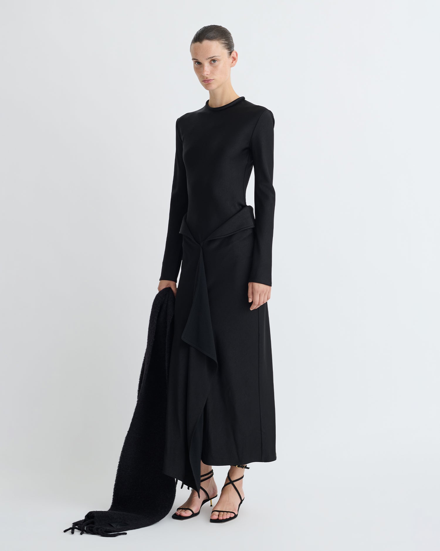 Diah - Crisp Satin Dress - Black