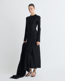 Diah - Crisp Satin Dress - Black