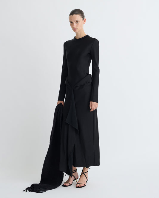 Diah - Crisp Satin Dress - Black