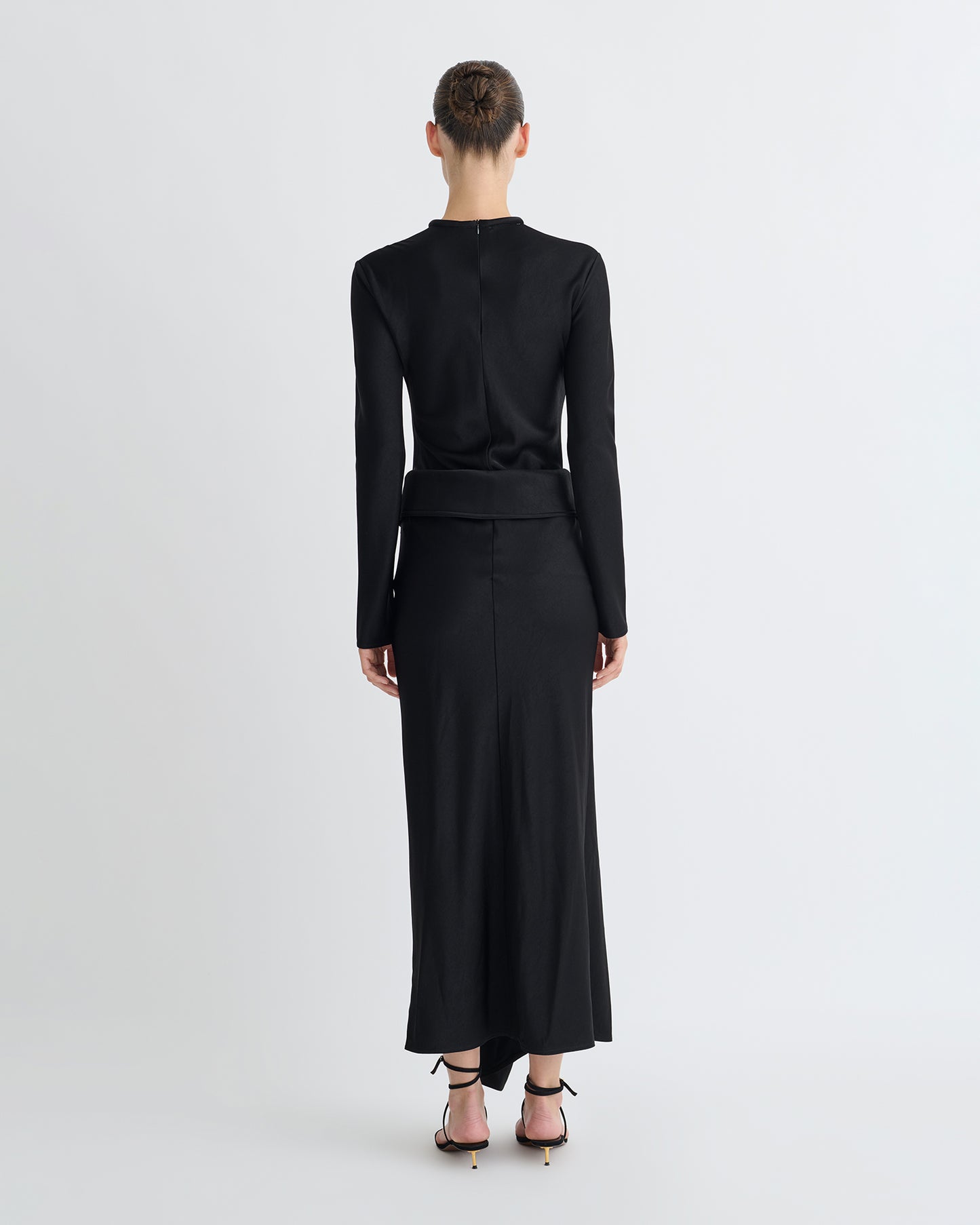 Diah - Crisp Satin Dress - Black