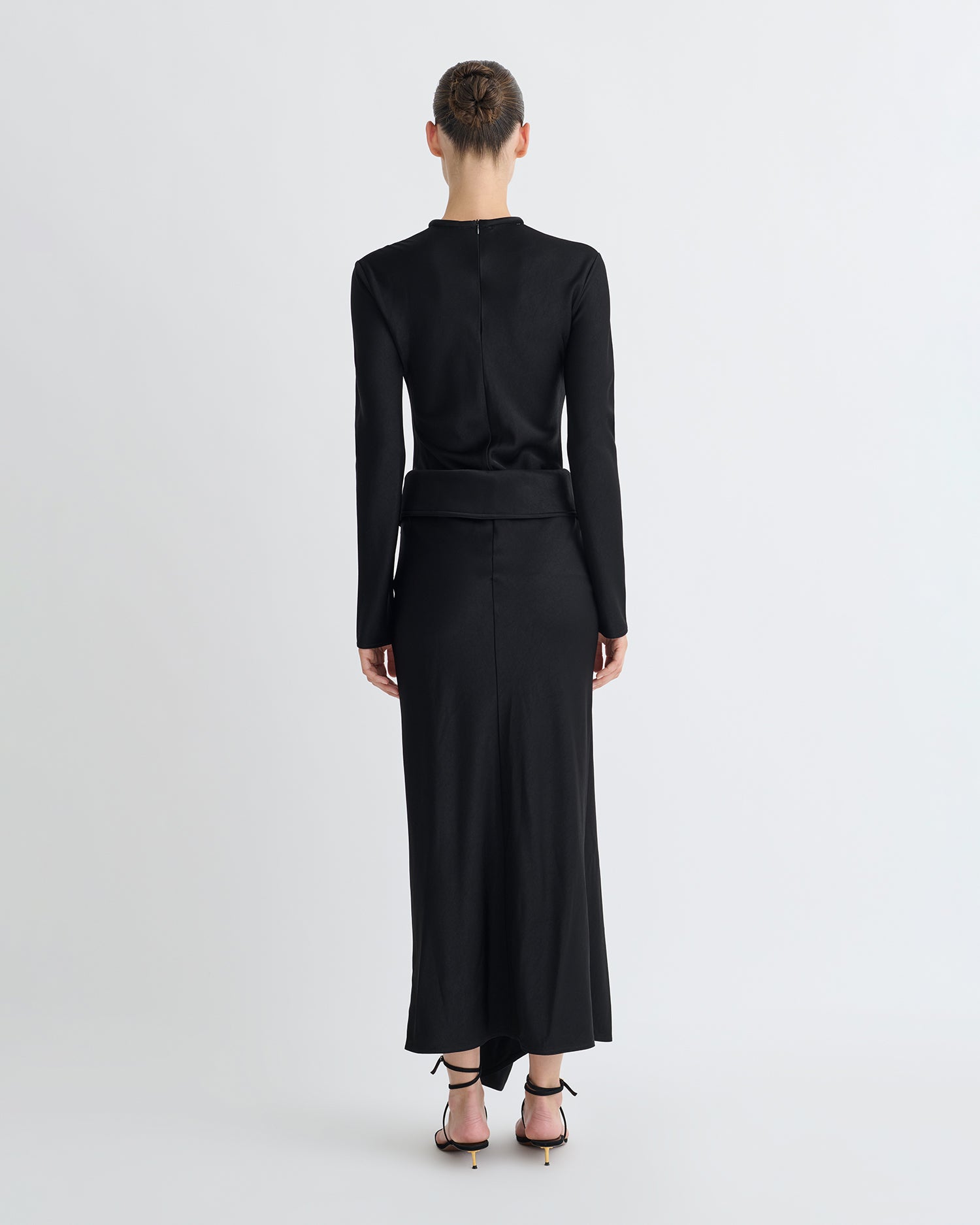 Diah - Crisp Satin Dress - Black