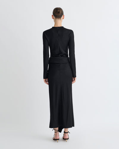 Diah - Crisp Satin Dress - Black