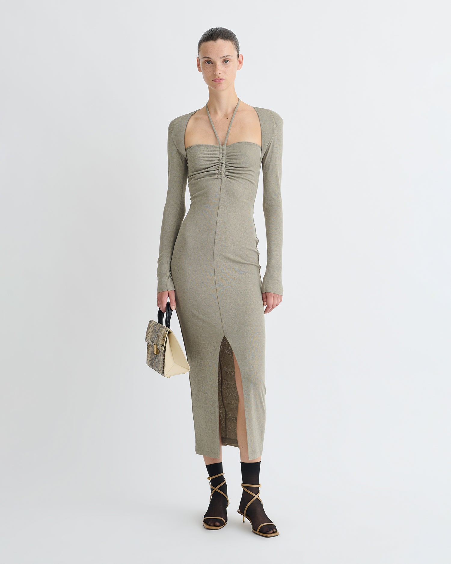 Aponi - Mesh Jersey Dress - Fog