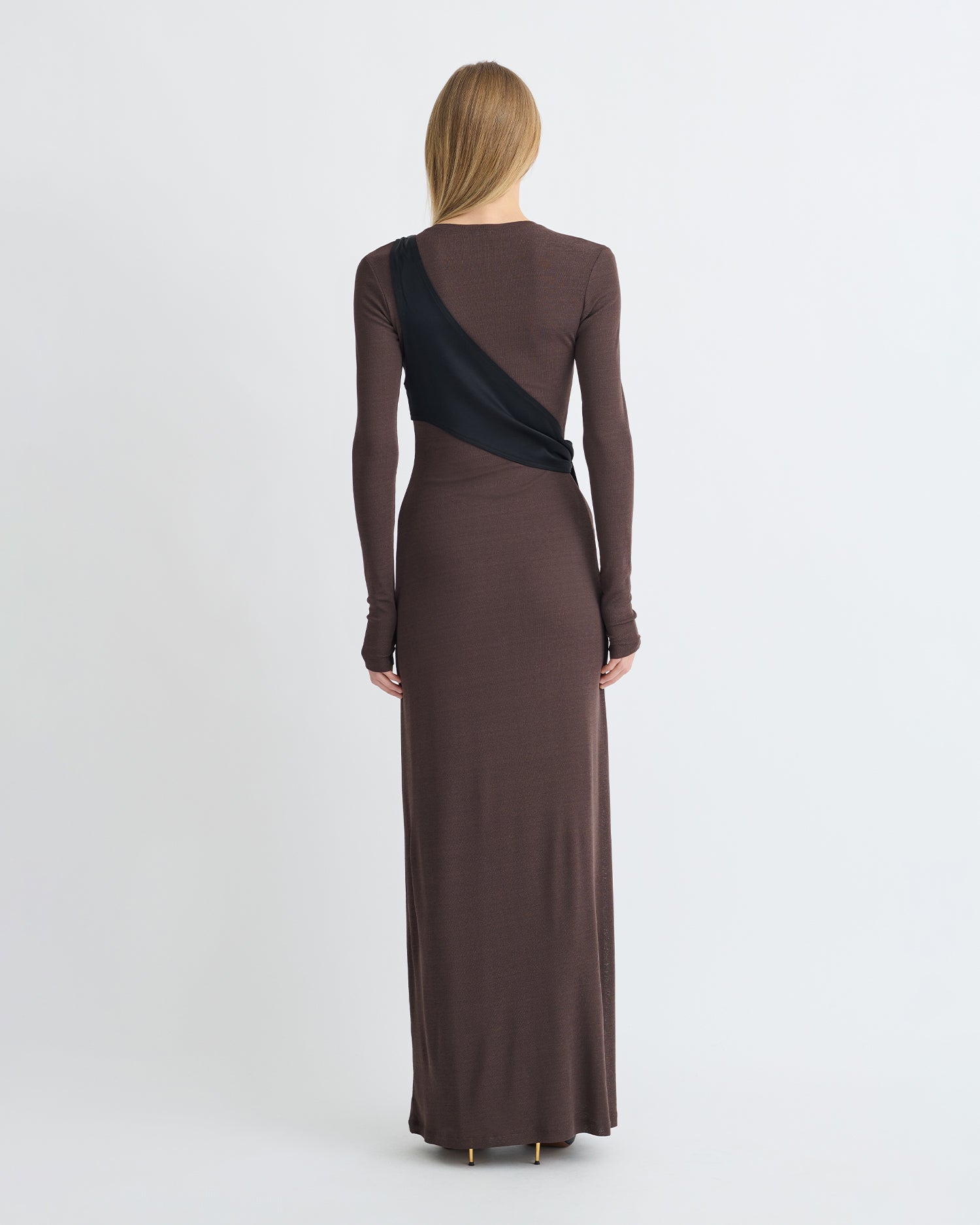 satin long sleeve slip dress long sleeve satin midi dress Long Sleeve Satin Slip Dress in Golden Beige Hijabglamour
