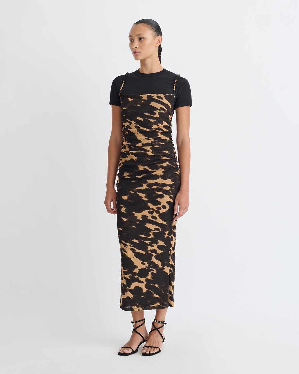 Alexa - Mesh Jersey Dress - Midnight Mocha Apricot