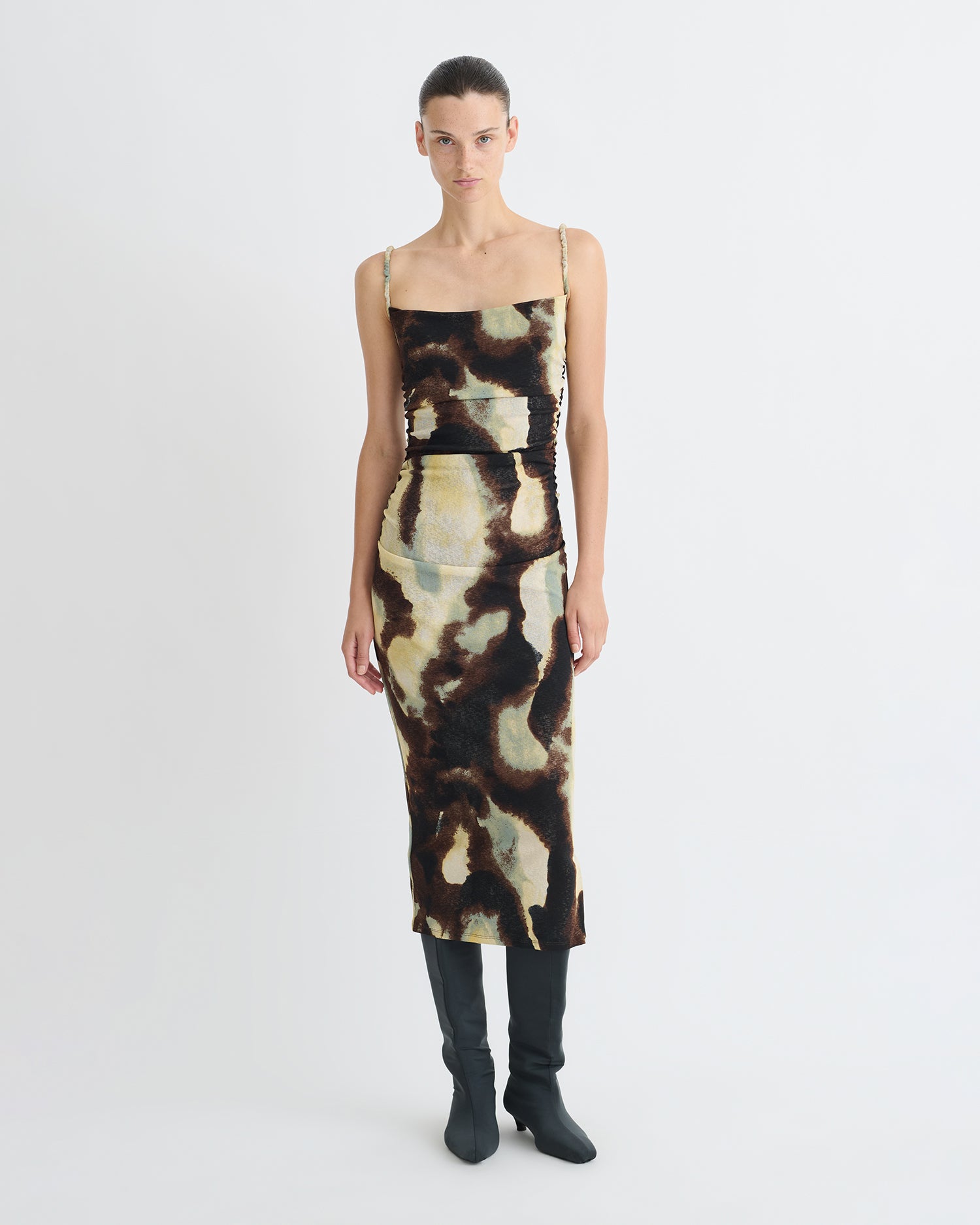 Alexa - Mesh Jersey Dress - Watercolor Sage