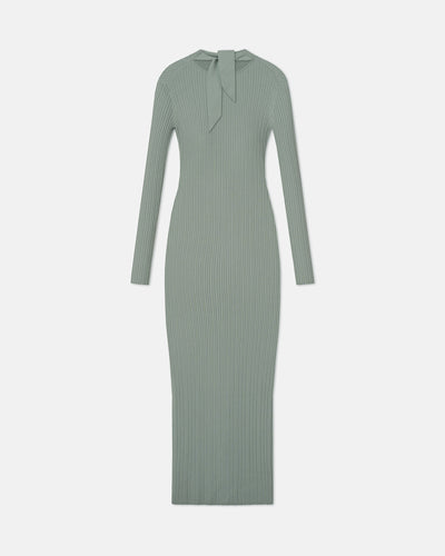 Mirell - Fine Merino Rib Long Dress - Sage