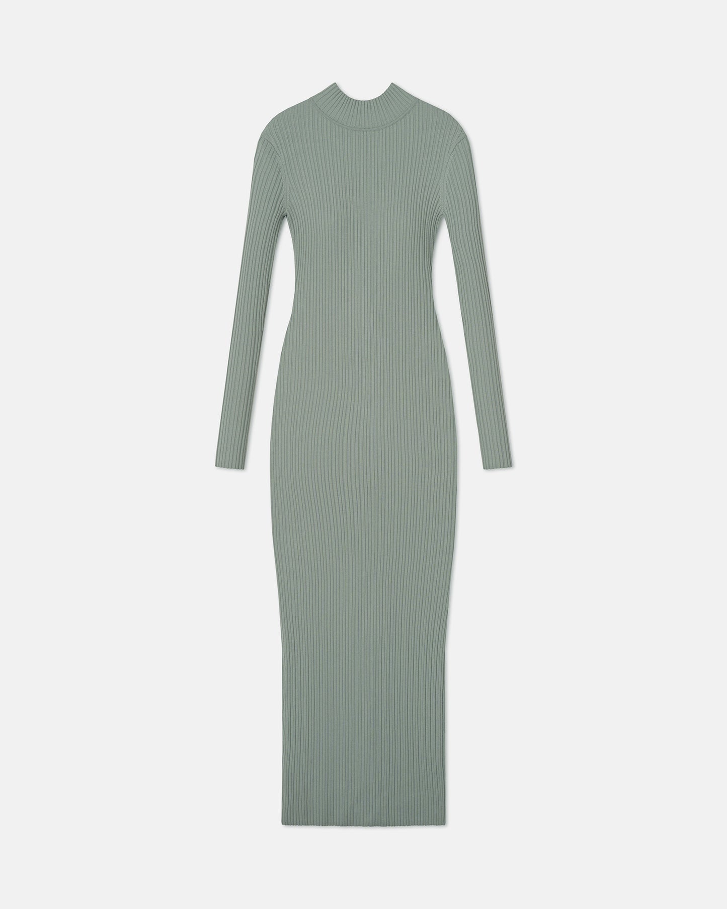 Mirell - Fine Merino Rib Long Dress - Sage