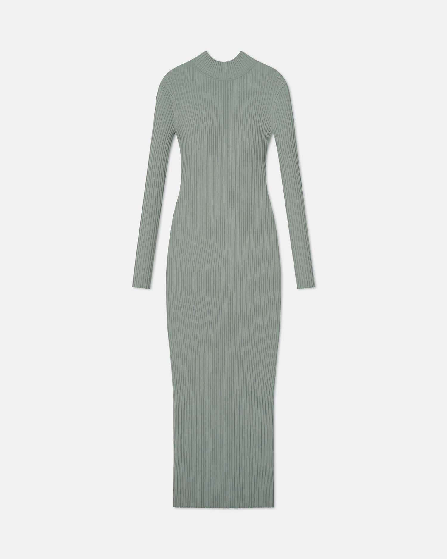 Mirell - Fine Merino Rib Long Dress - Sage