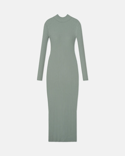 Mirell - Fine Merino Rib Long Dress - Sage