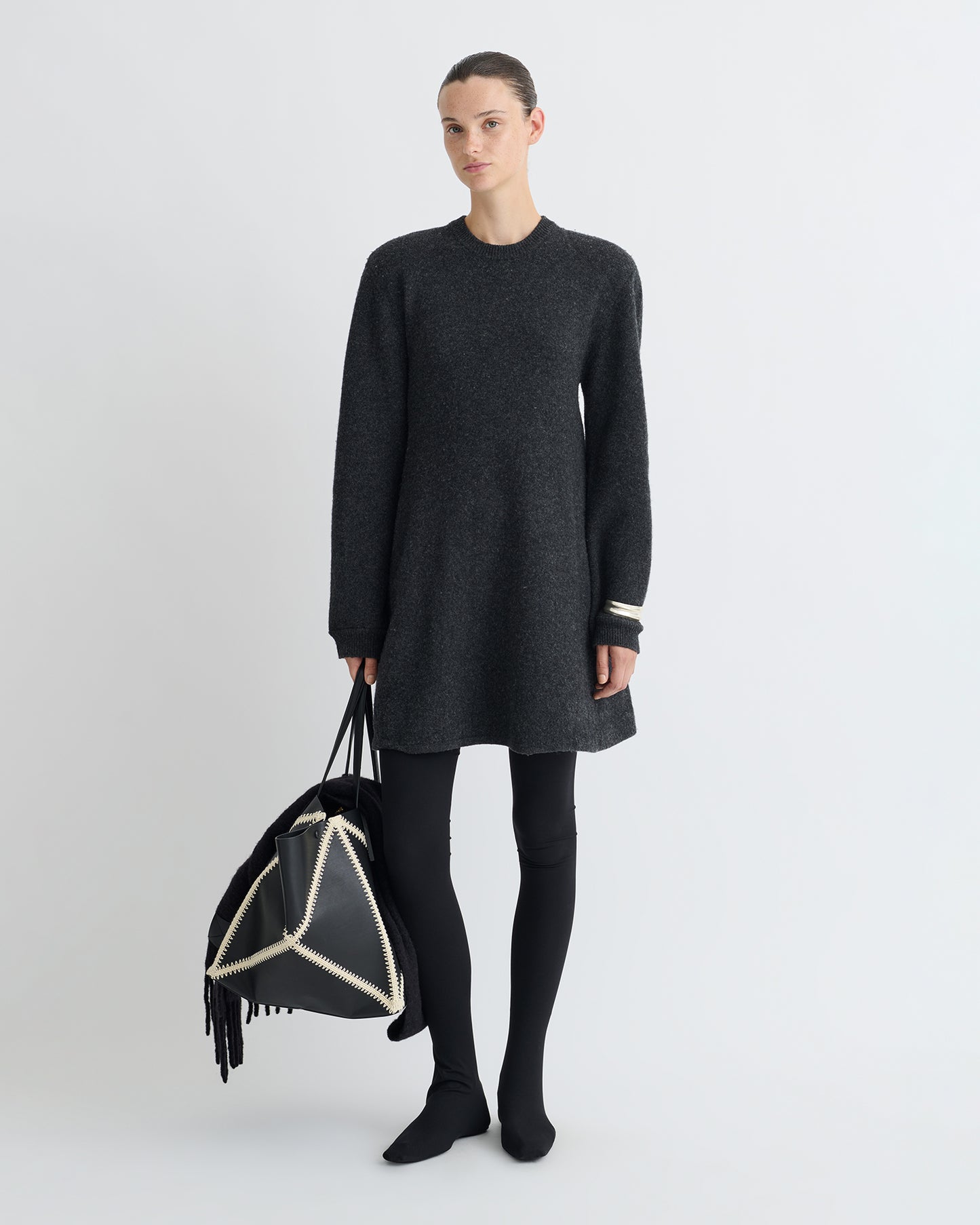 Yetta - Overwashed Merino Mini Dress - Charcoal