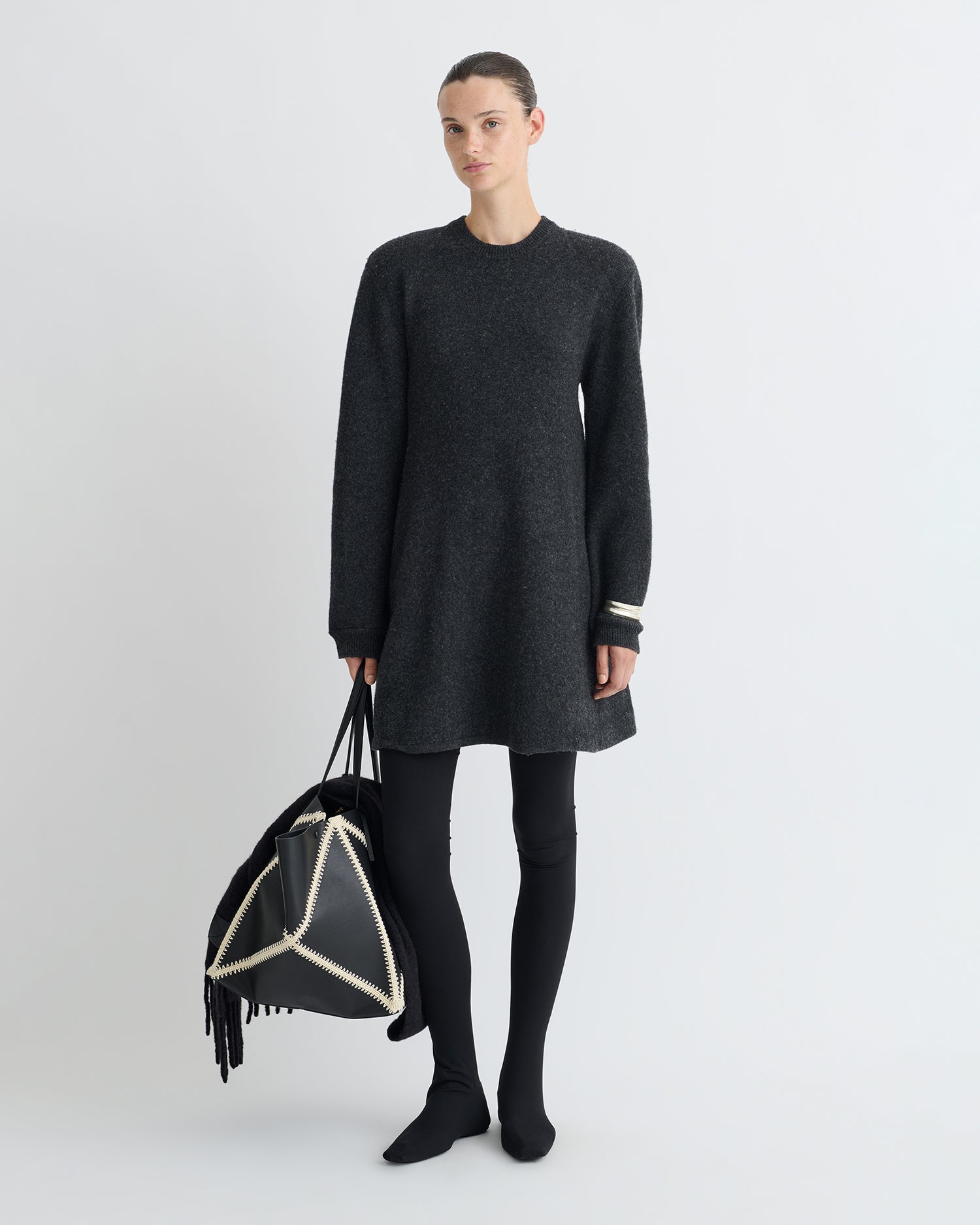 Yetta - Overwashed Merino Mini Dress - Charcoal