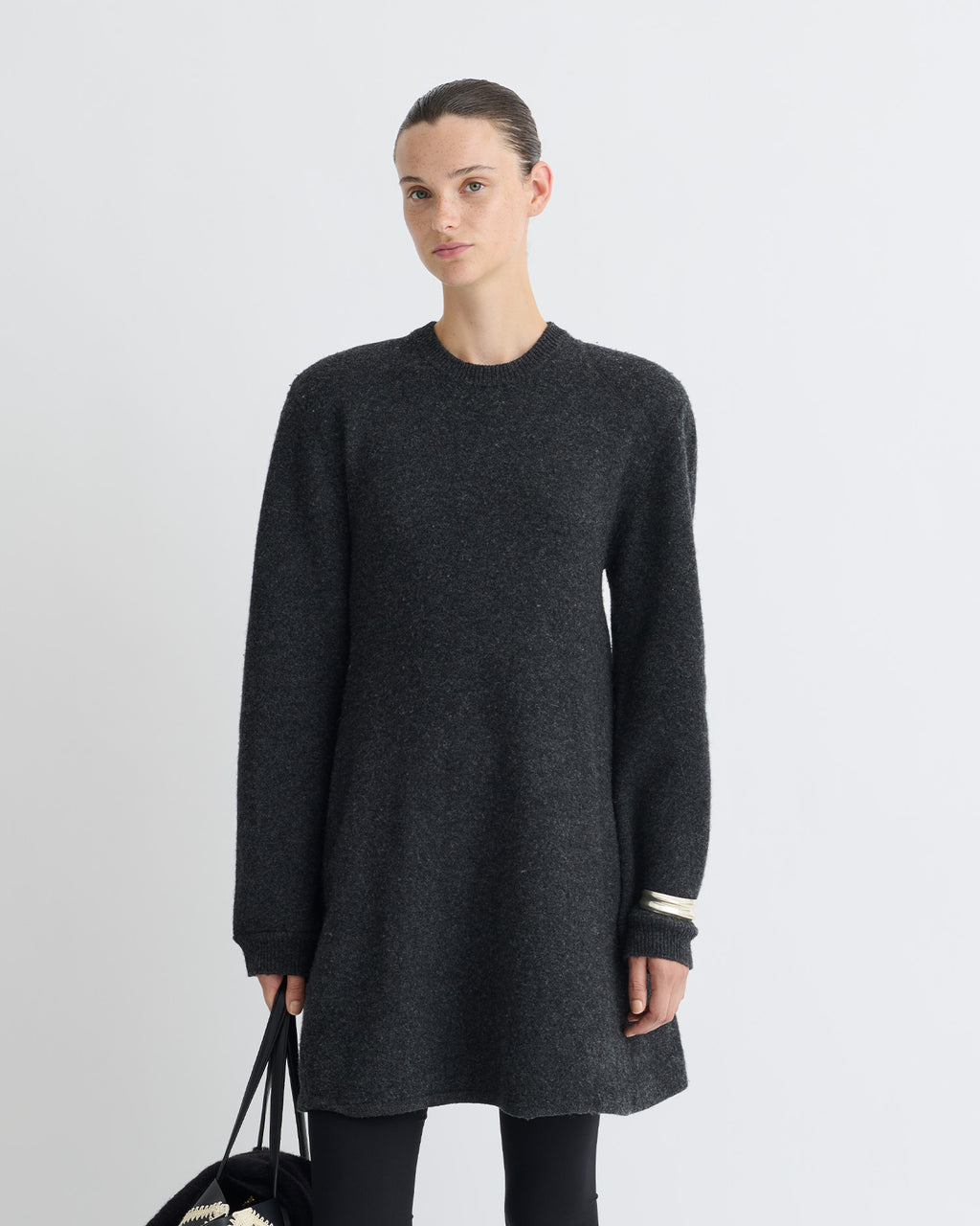 Yetta - Overwashed Merino Mini Dress - Charcoal