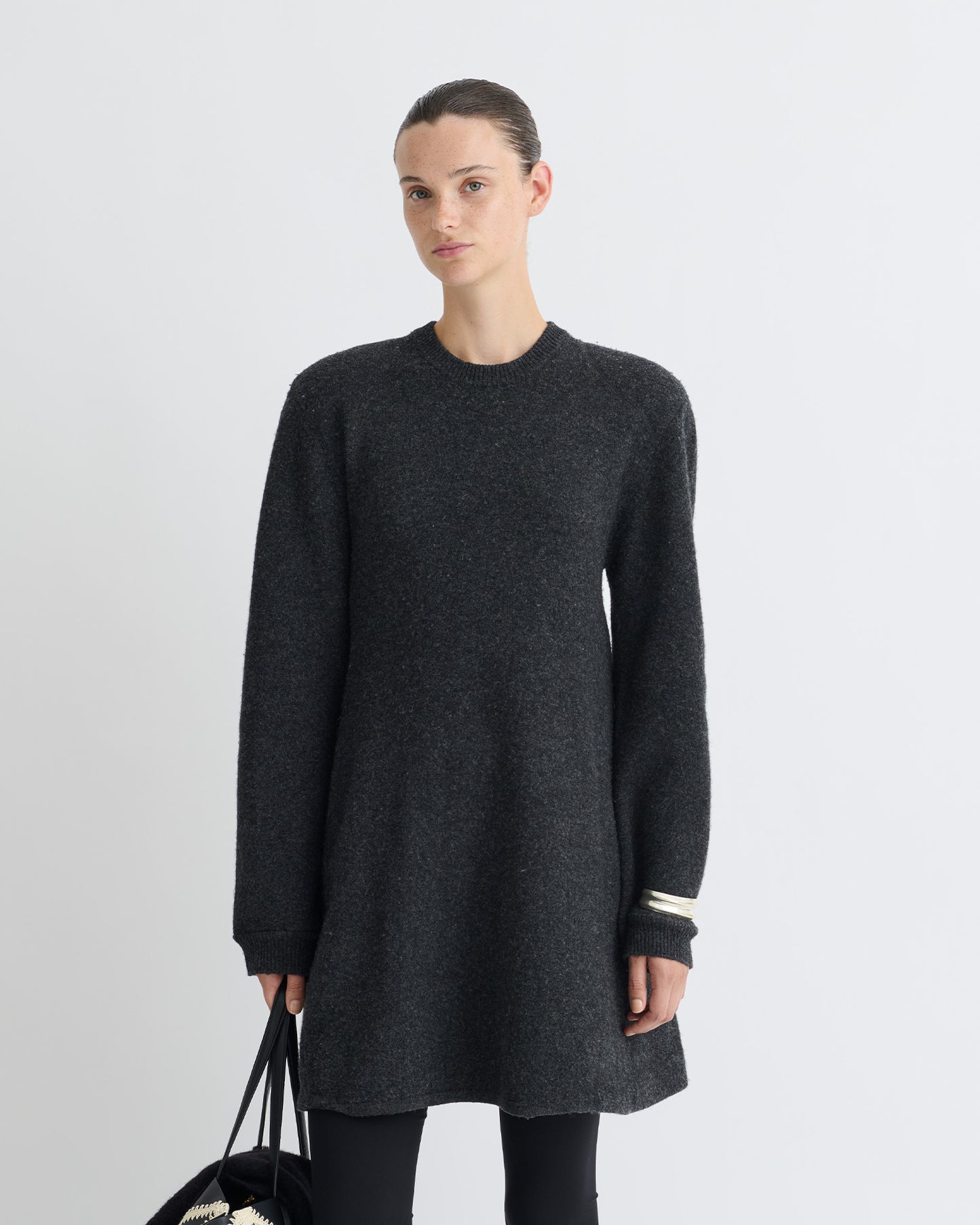 Yetta - Overwashed Merino Mini Dress - Charcoal