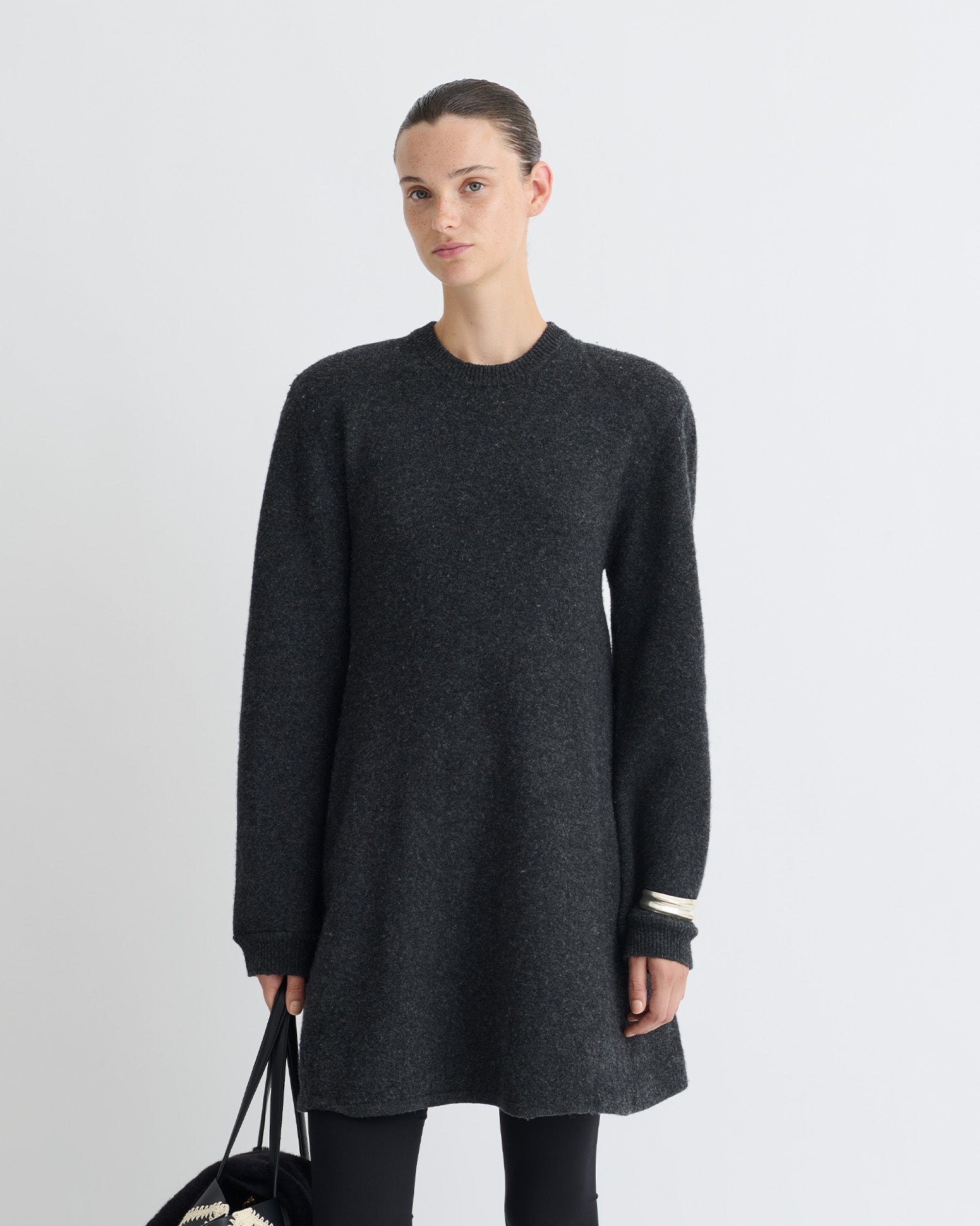 Yetta - Overwashed Merino Mini Dress - Charcoal