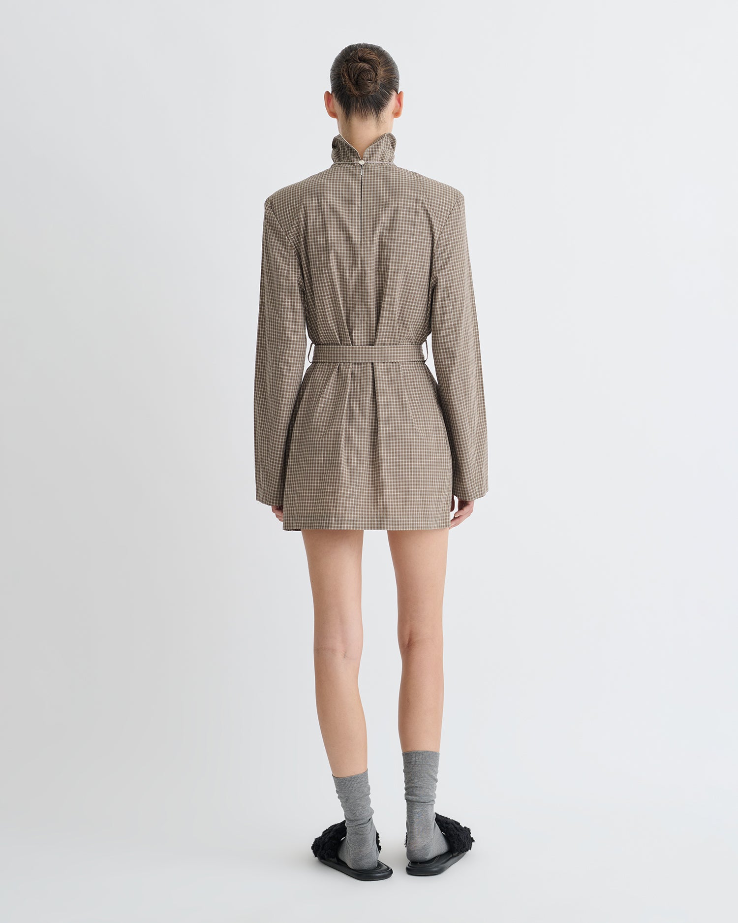 Geradine - Checked Shirting Mini Dress - Brown/Creme
