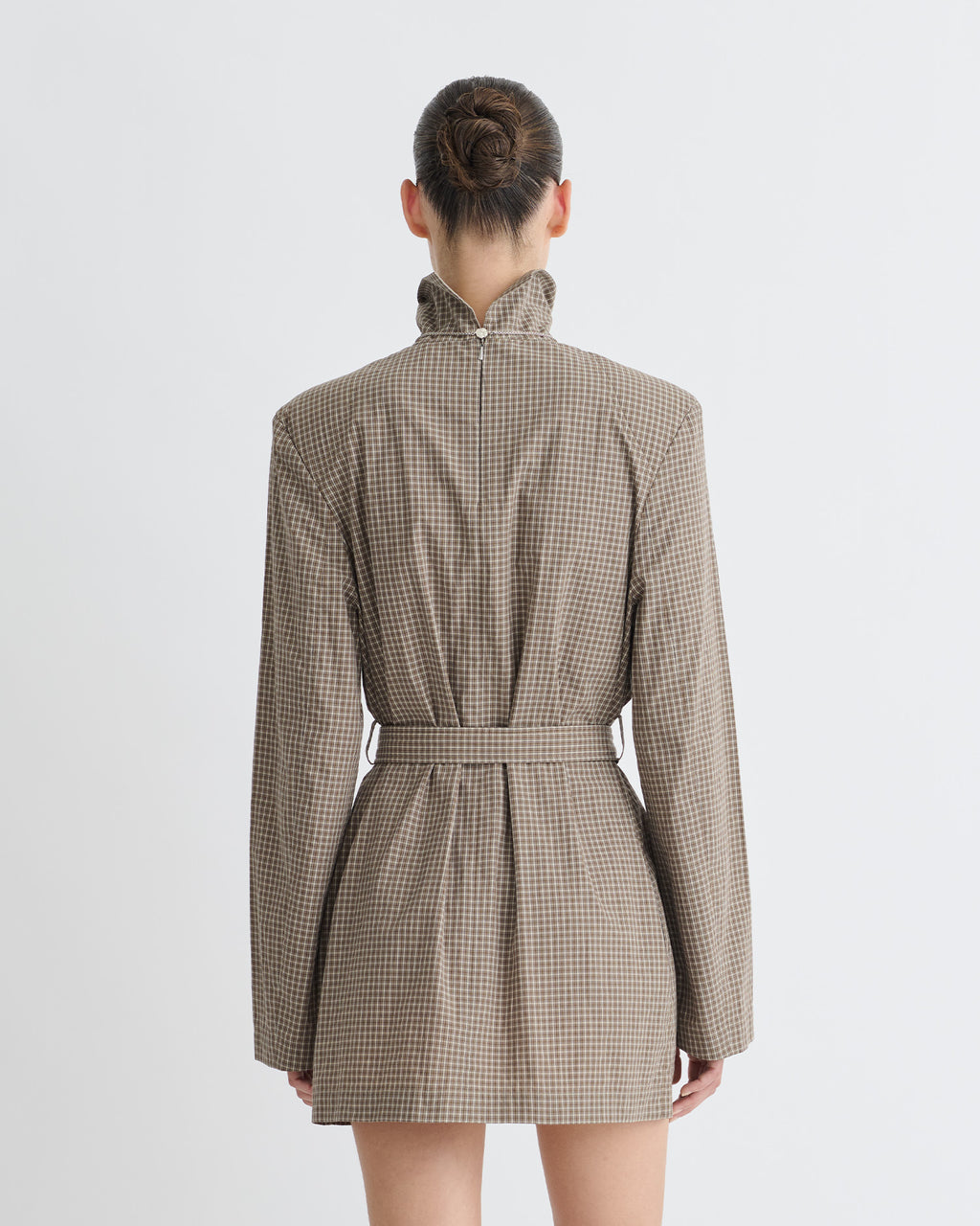 Geradine - Checked Shirting Mini Dress - Brown/Creme