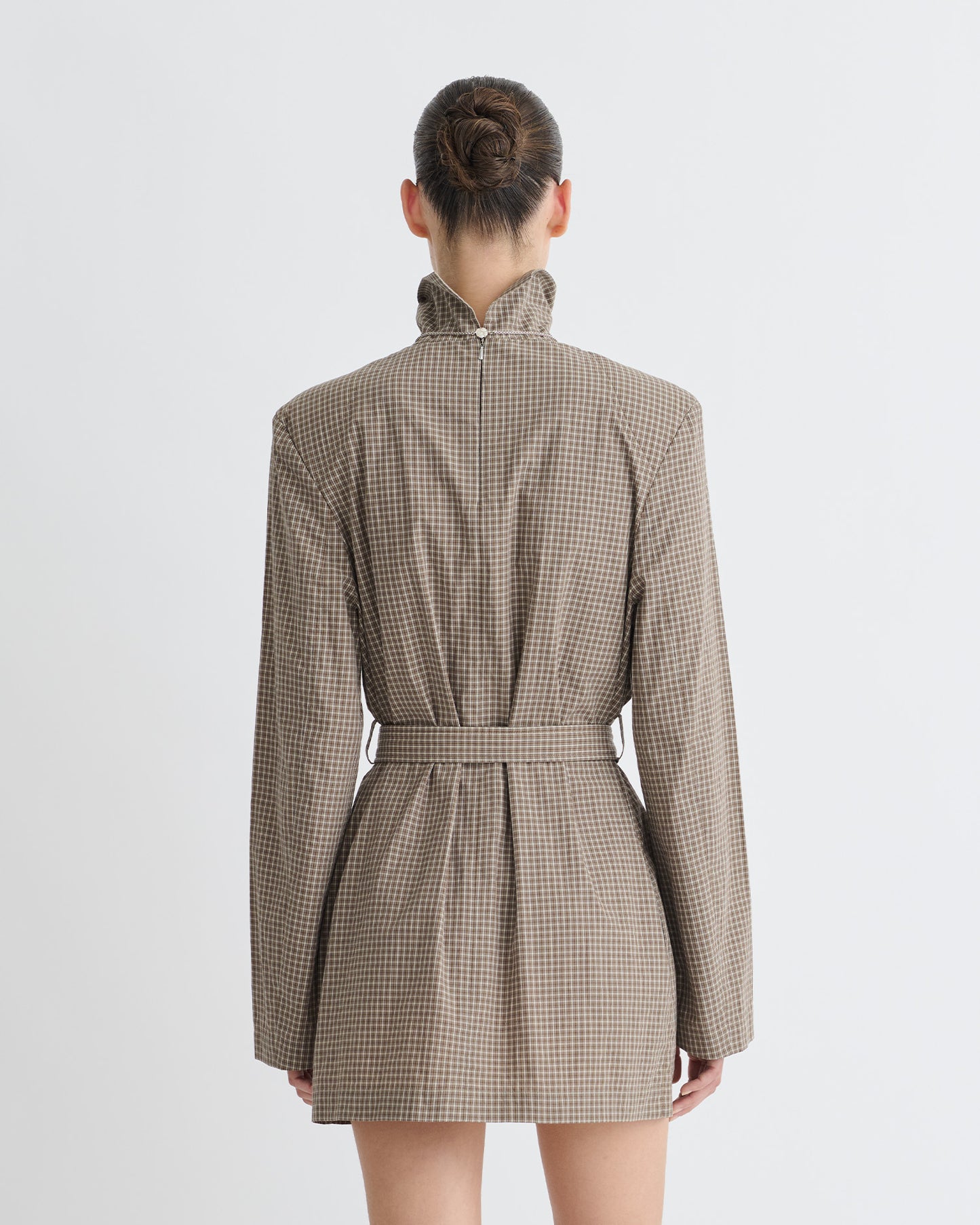 Geradine - Checked Shirting Mini Dress - Brown/Creme