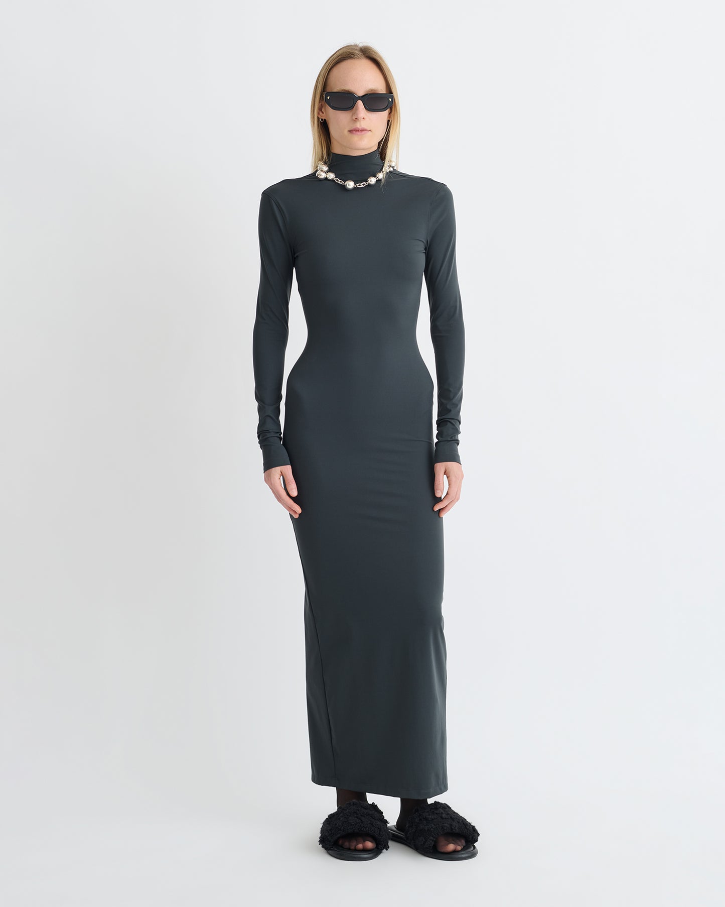 Glinda - Elastic Jersey Dress - Dusty Blue