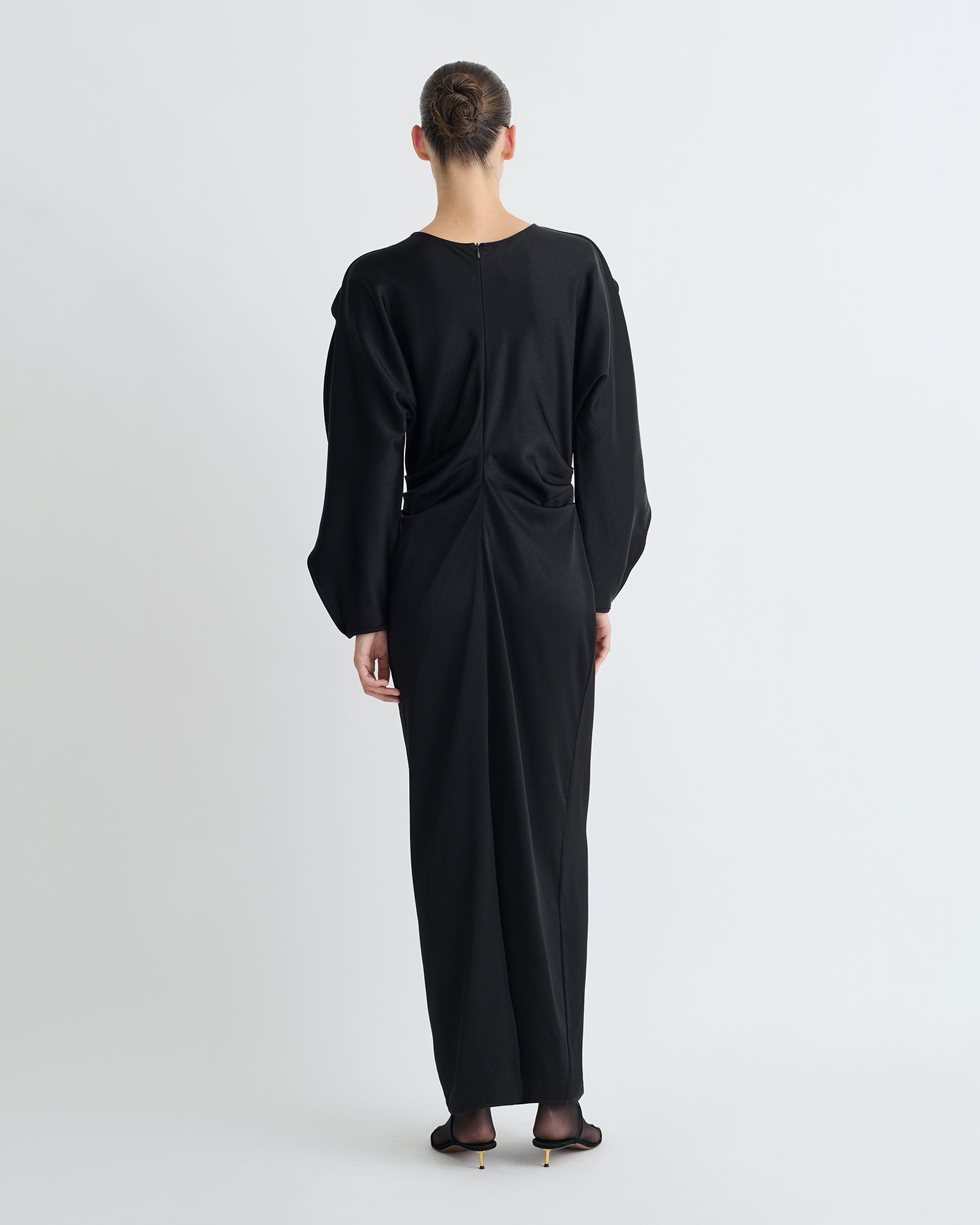 Jil - Crisp Satin Dress - Black