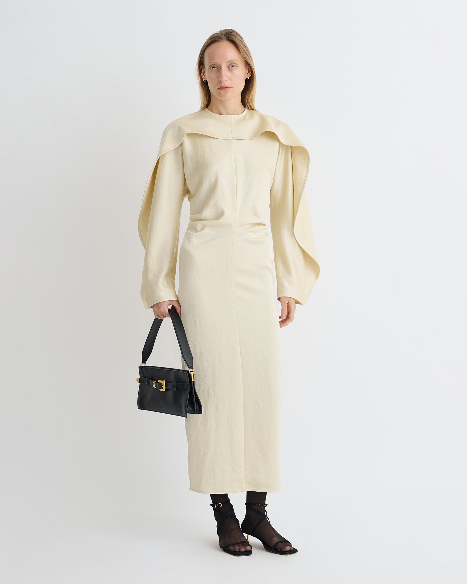 Jil - Crisp Satin Dress - Ecru