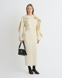 Jil - Crisp Satin Dress - Ecru