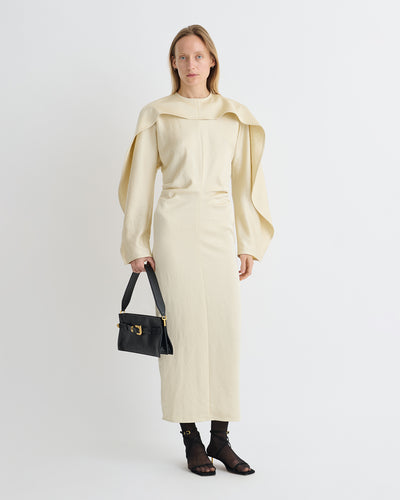Jil - Crisp Satin Dress - Ecru
