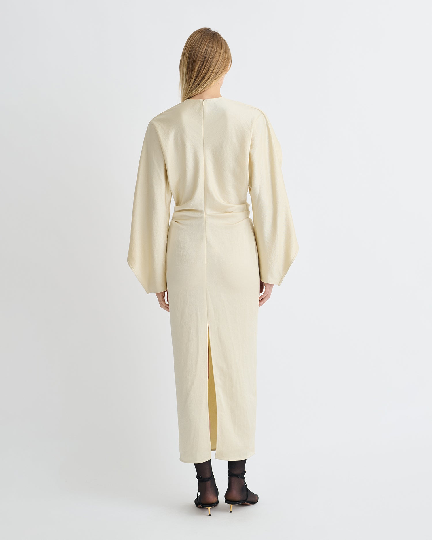 Jil - Crisp Satin Dress - Ecru