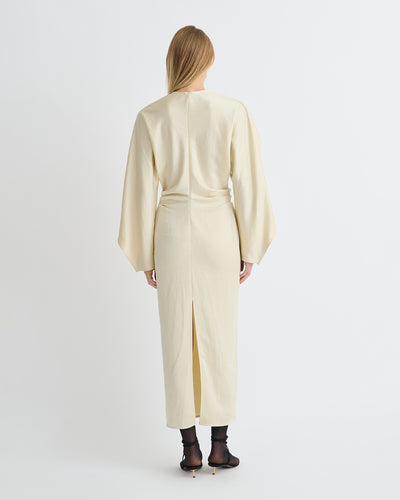Jil - Crisp Satin Dress - Ecru