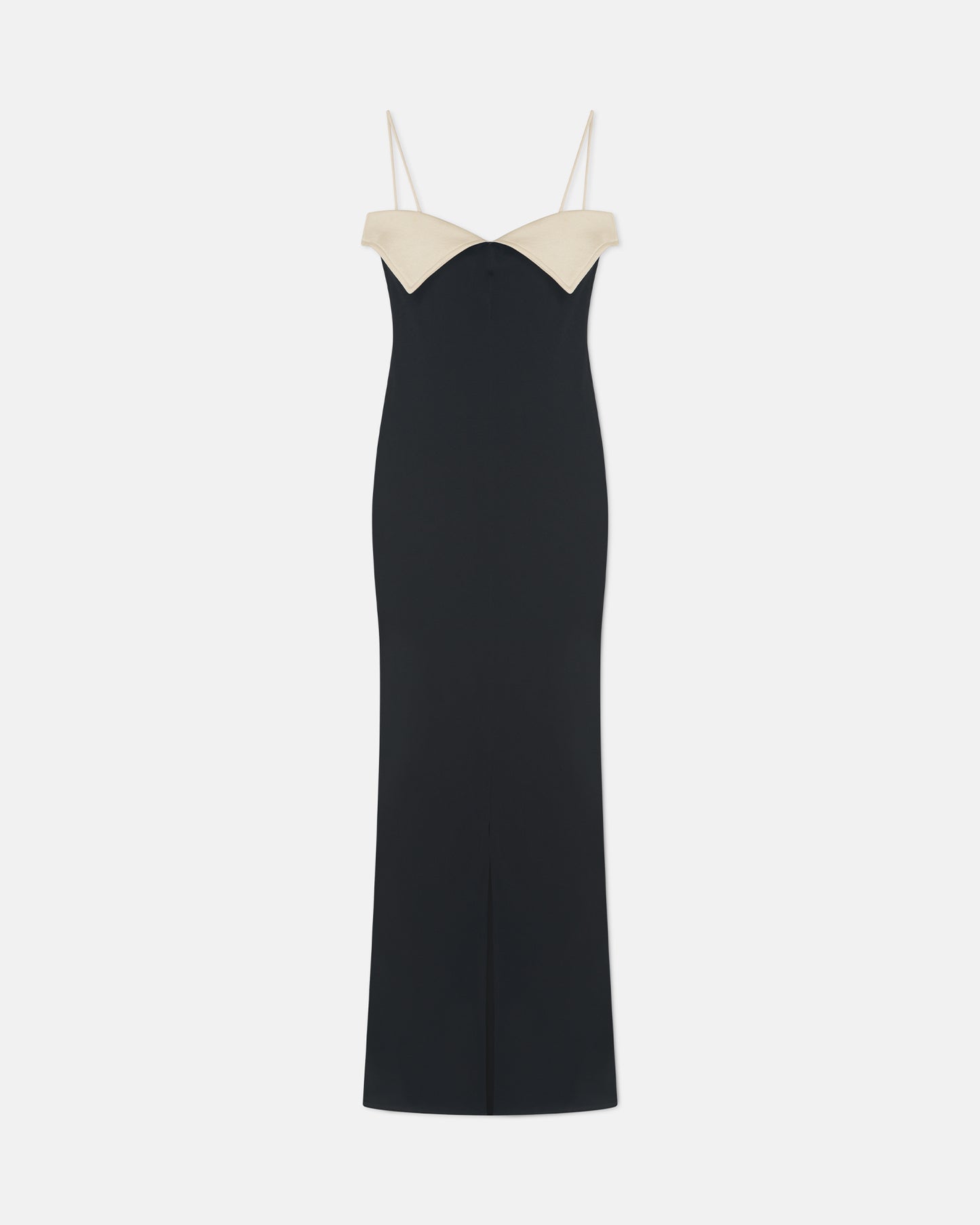 Nelma - Crisp Satin Dress - Black/Ecru