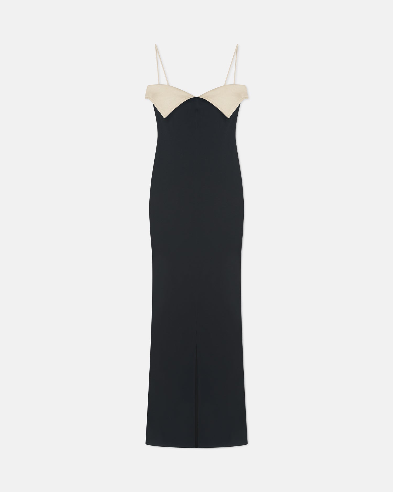 Nelma - Crisp Satin Dress - Black/Ecru