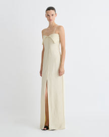 Nelma - Crisp Satin Dress - Ecru