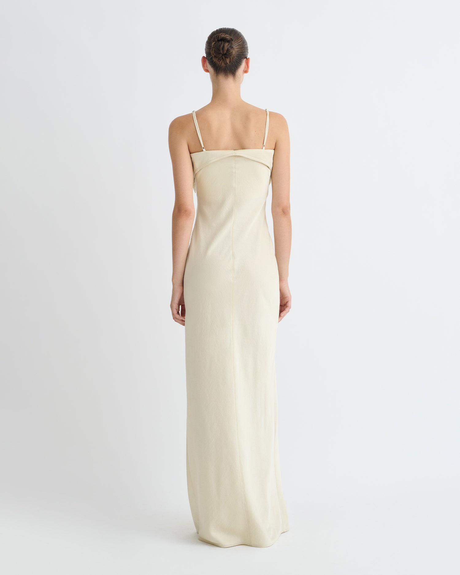 Nelma - Crisp Satin Dress - Ecru