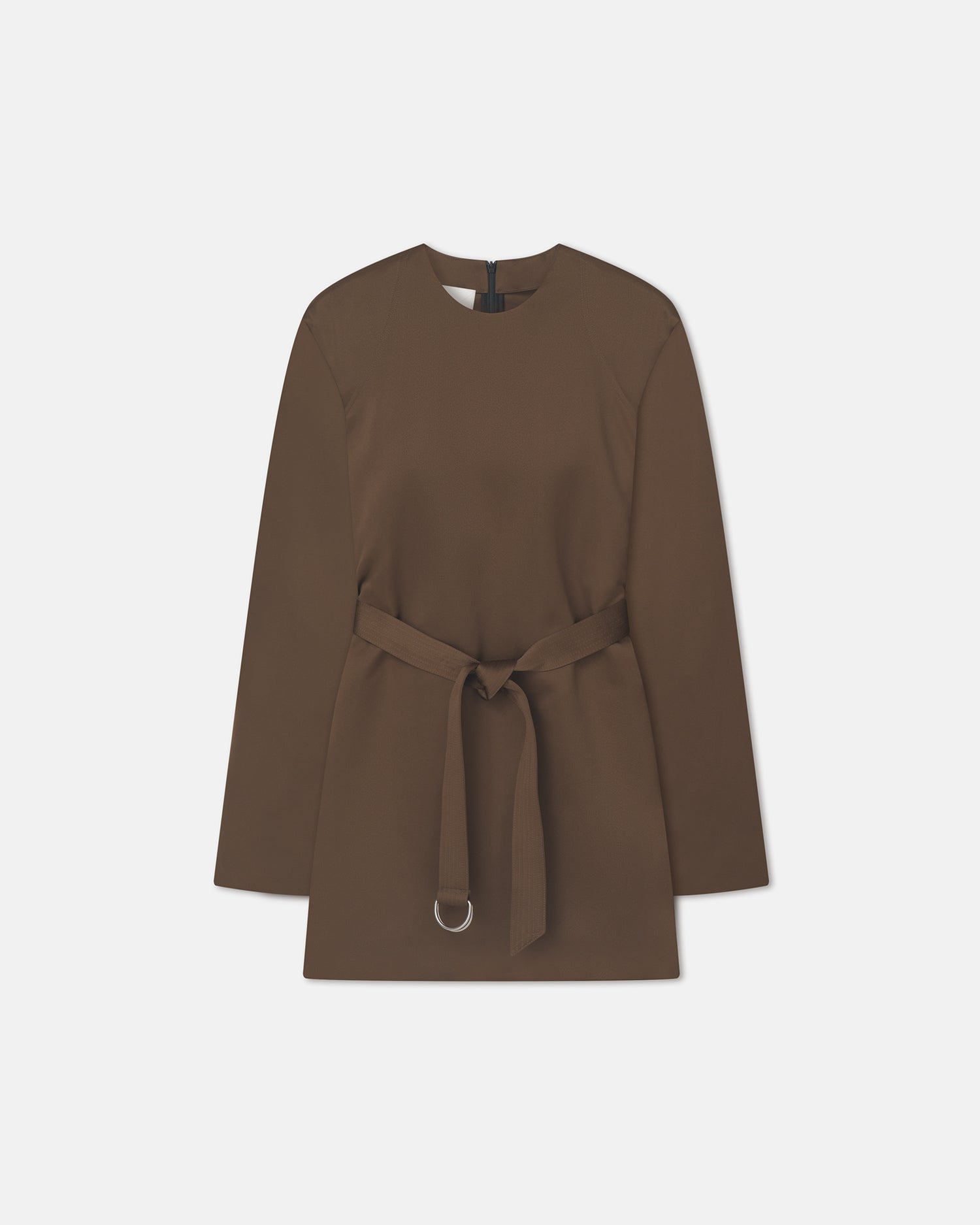 Genaya - Structured Satin Mini Dress - Wood