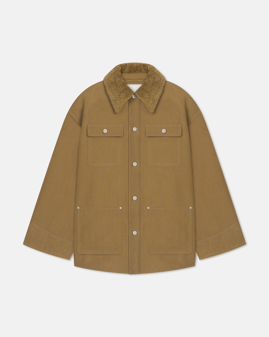 Zonta - Wax Cotton and Faux Shearling Jacket - Yellow Khaki