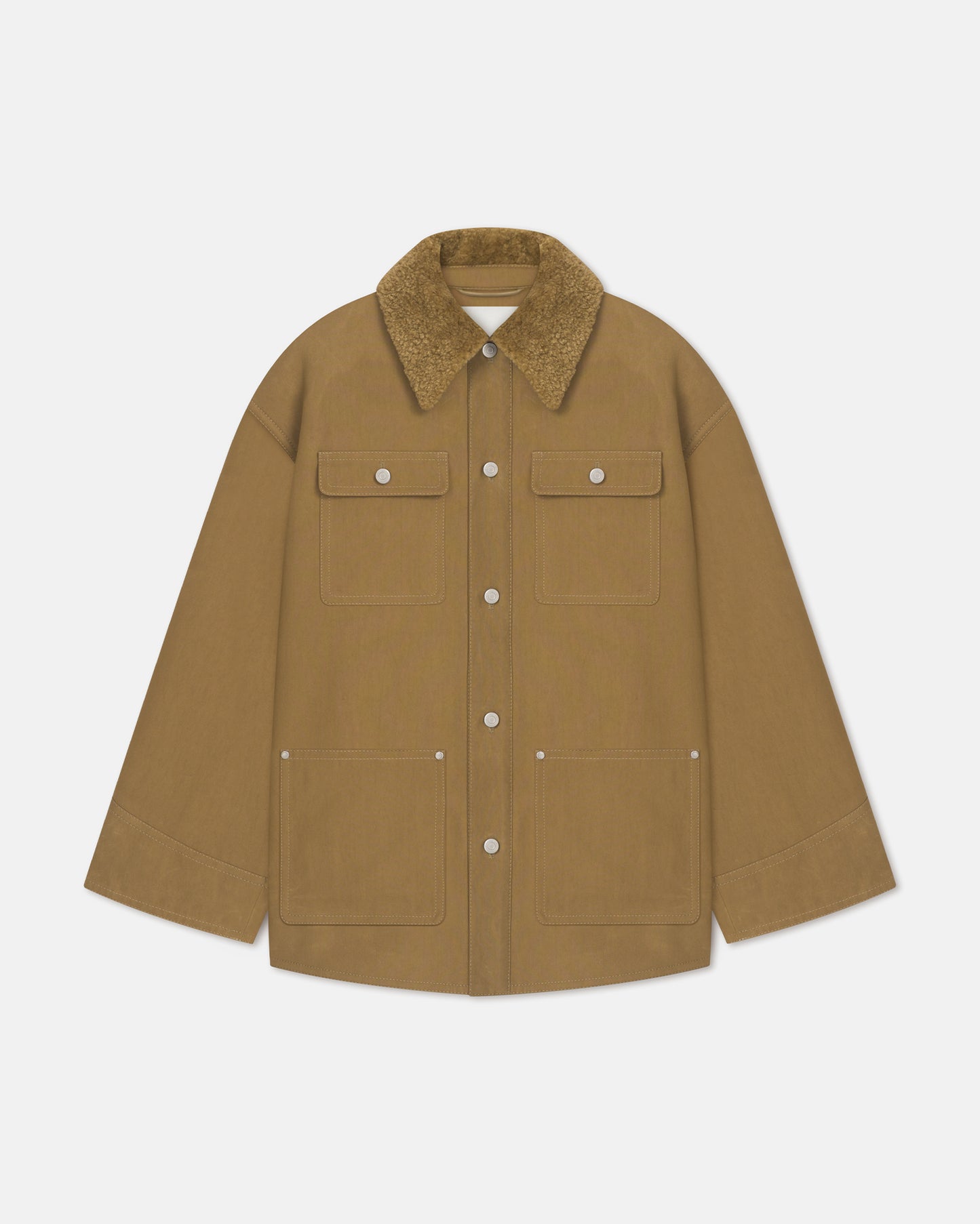 Zonta - Wax Cotton and Faux Shearling Jacket - Yellow Khaki