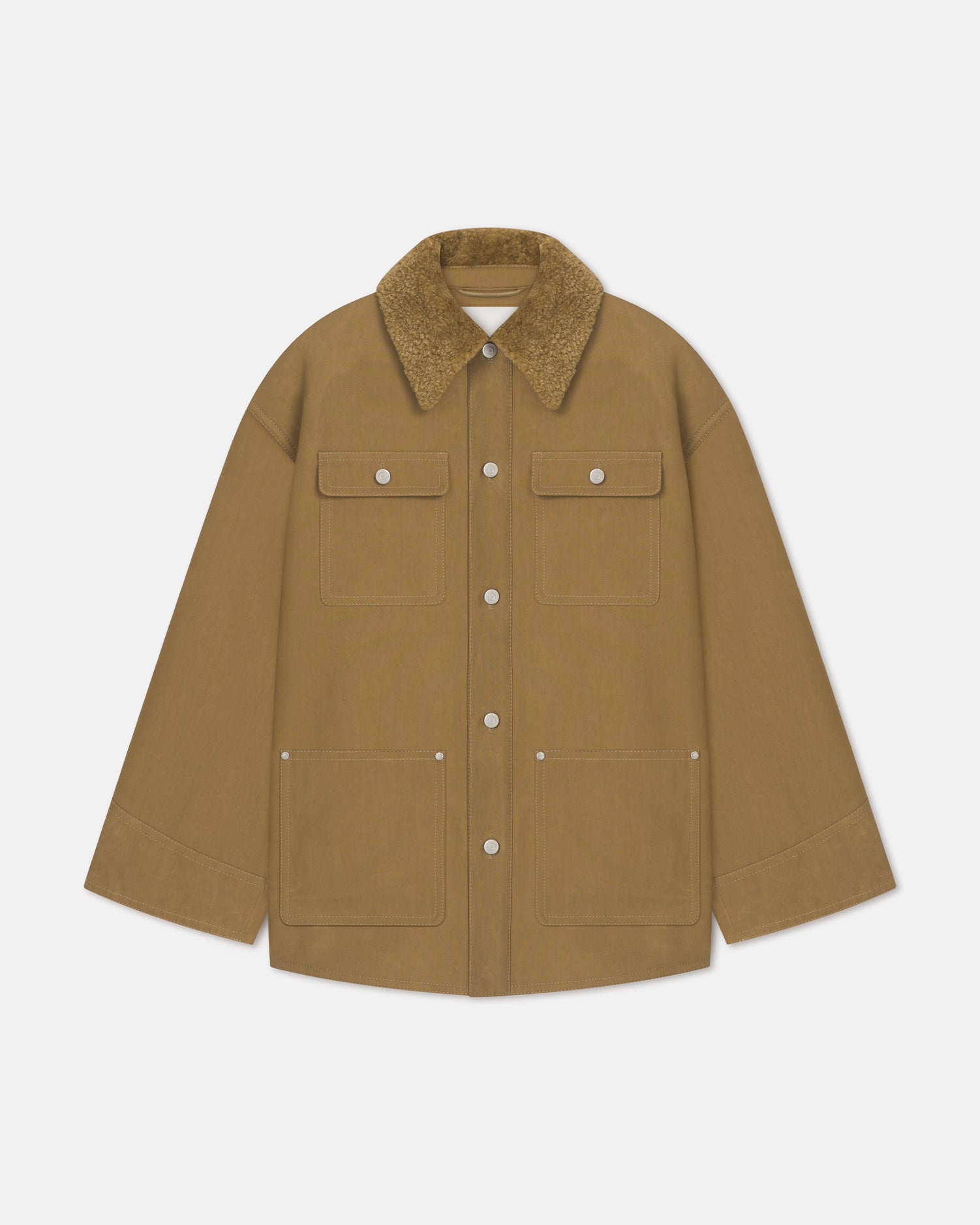 Zonta - Wax Cotton and Faux Shearling Jacket - Yellow Khaki