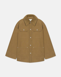 Zonta - Wax Cotton and Faux Shearling Jacket - Yellow Khaki