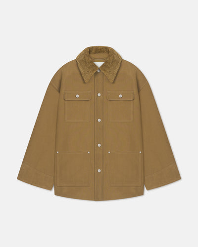 Zonta - Wax Cotton and Faux Shearling Jacket - Yellow Khaki