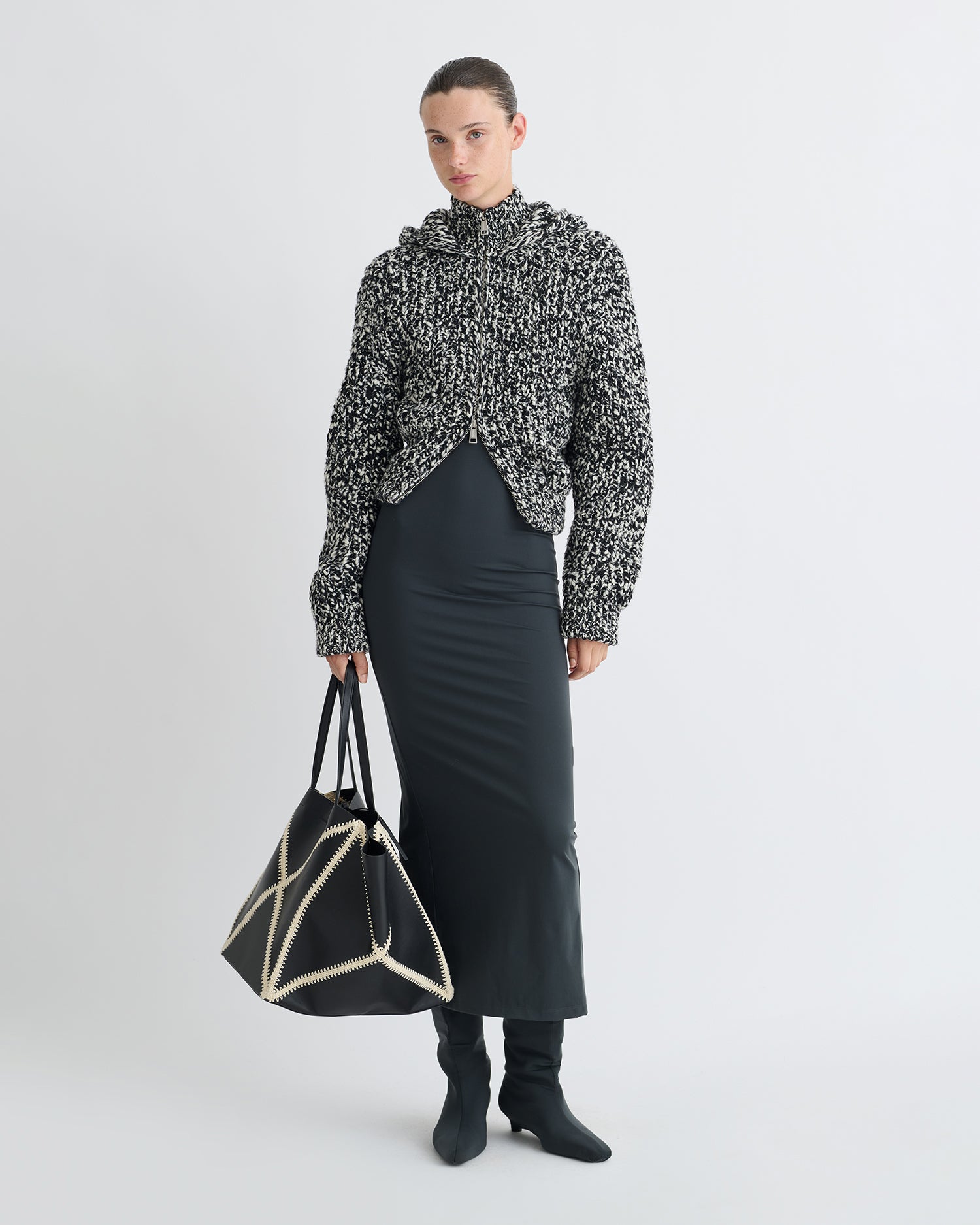 Sonnet - Mouline Slub Wool Jacket - Black/White