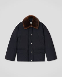 Camey - Light Nylon/Faux Fur Jacket - Pebble/Dark Brown