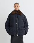 Camey - Light Nylon/Faux Fur Jacket - Black/Dark Brown