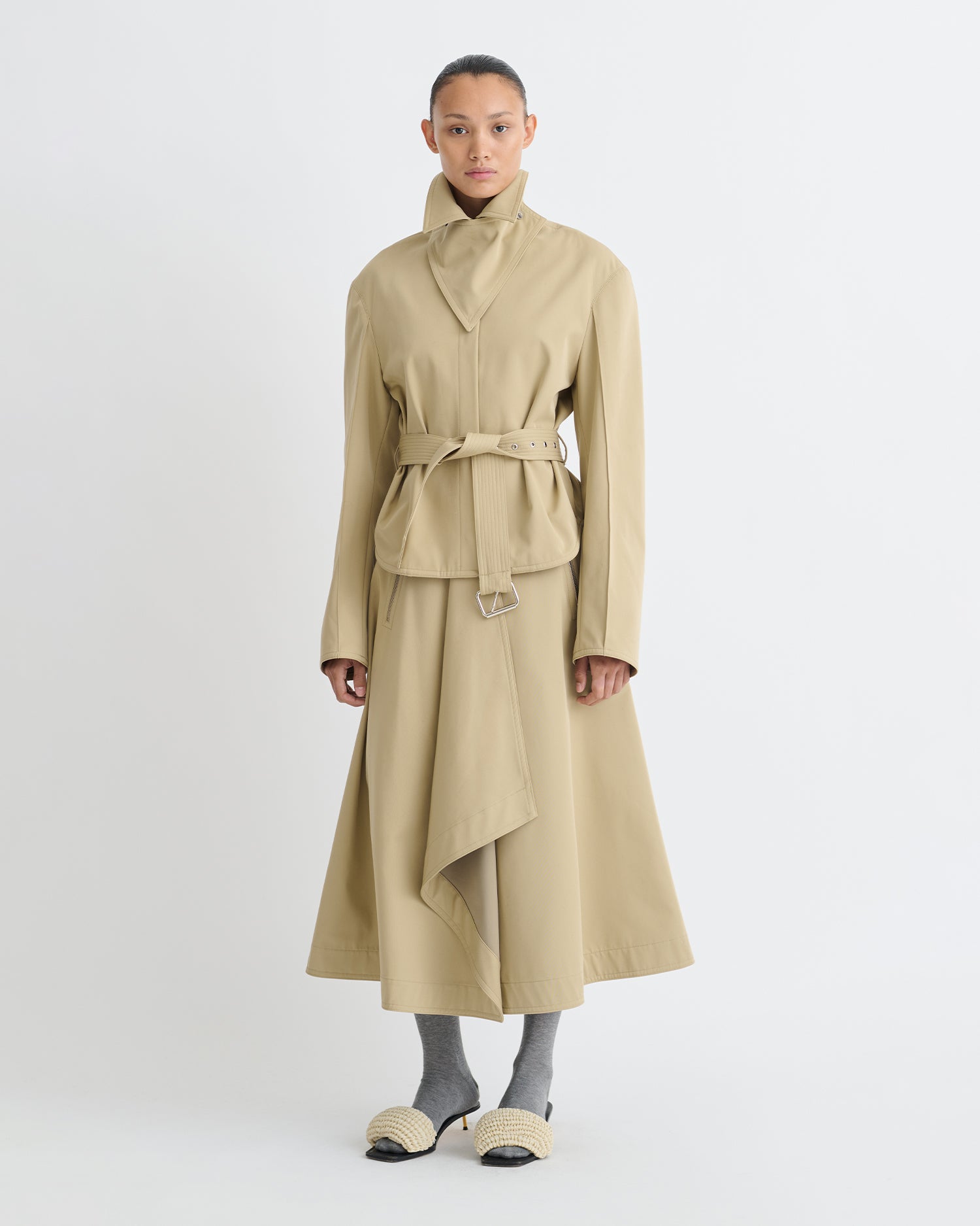 Henka - Bonded Trench/Faux Fur Jacket - Beige/Brown