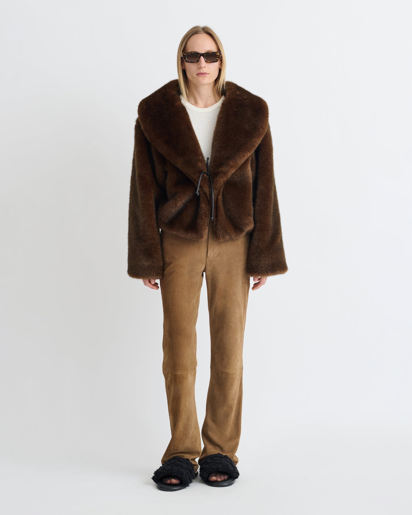 Estel - Faux Fur Jacket - Dark Brown