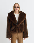 Estel - Faux Fur Jacket - Dark Brown