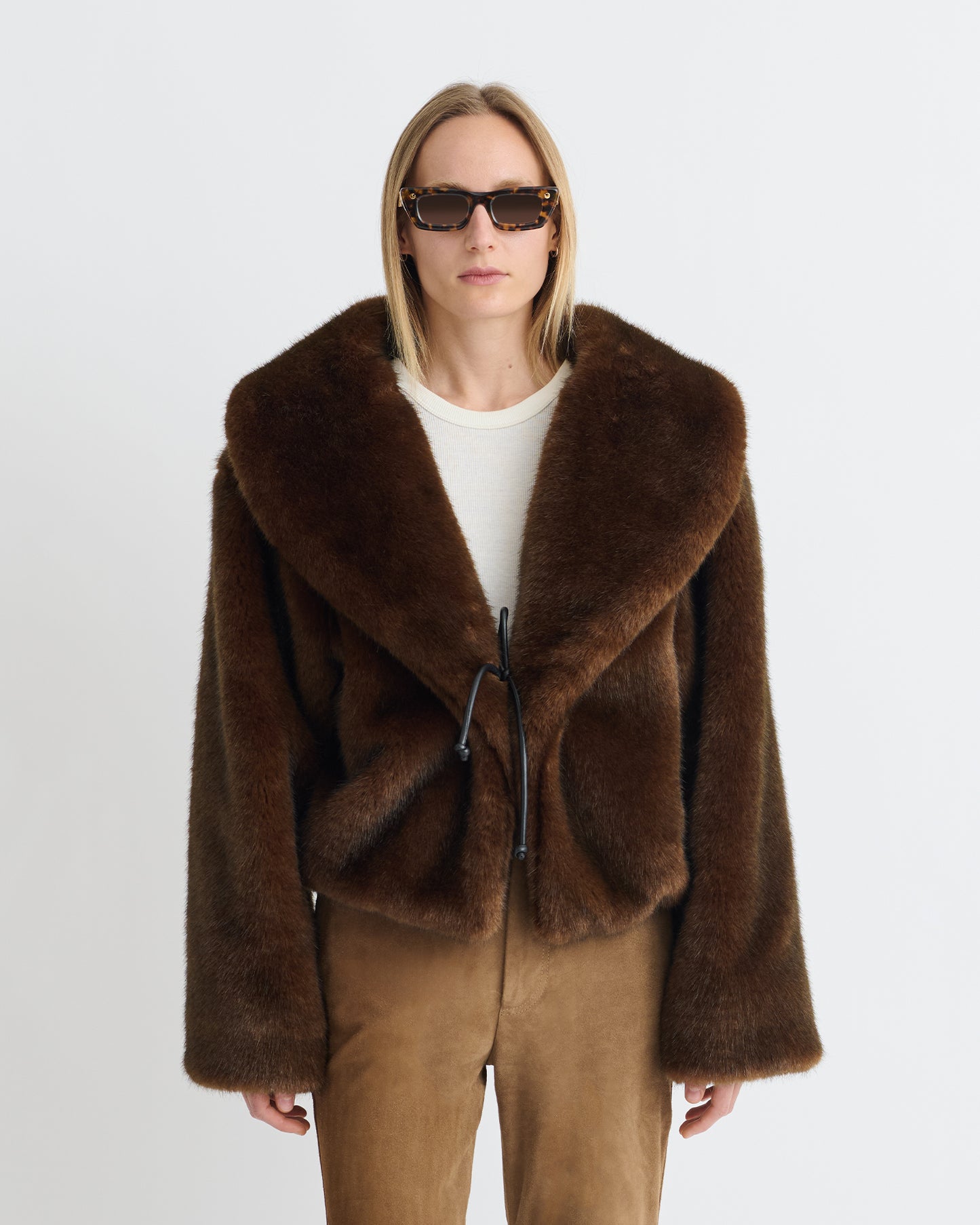 Estel - Faux Fur Jacket - Dark Brown