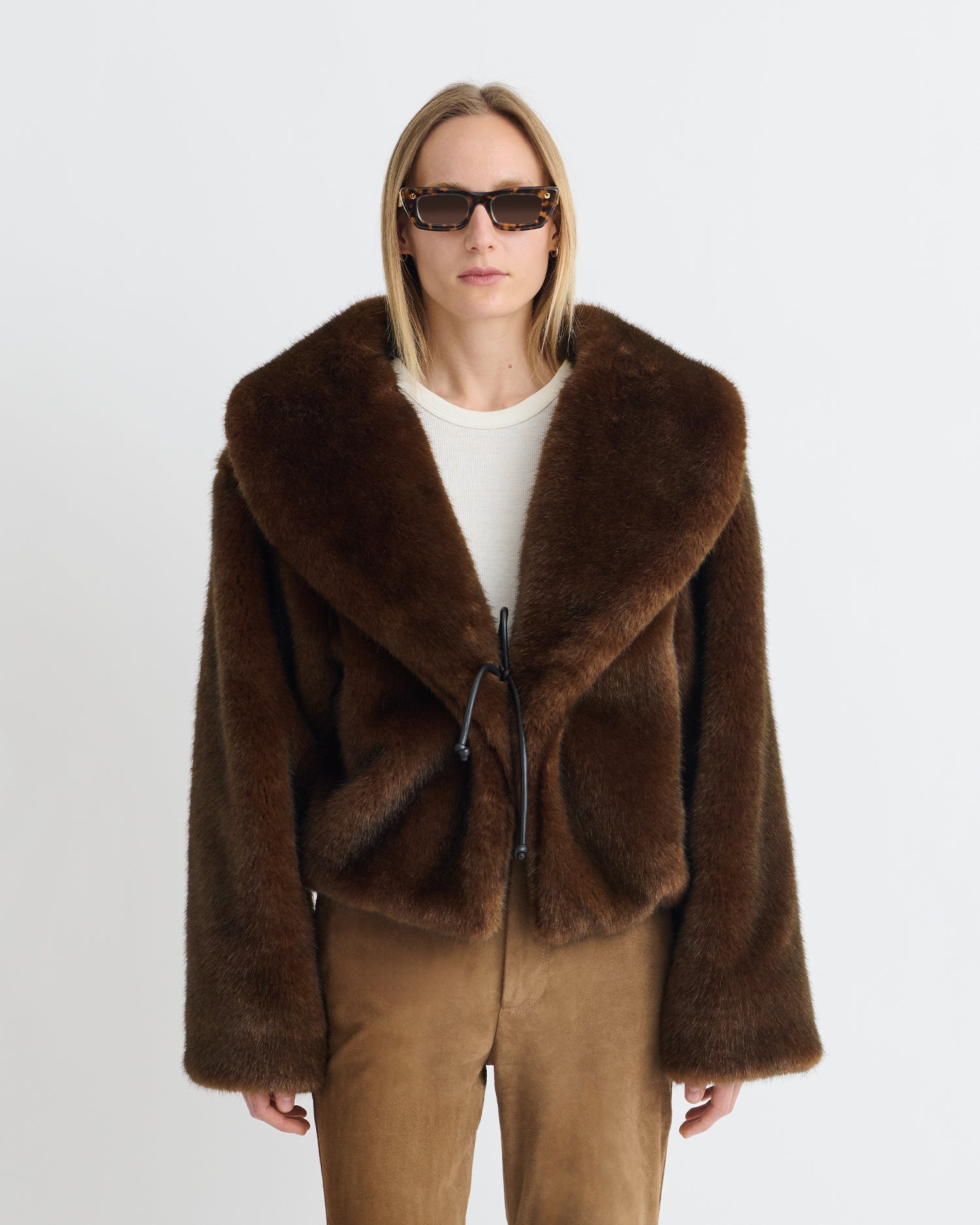 Estel - Faux Fur Jacket - Dark Brown