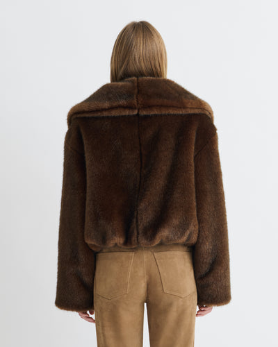 Estel - Faux Fur Jacket - Dark Brown