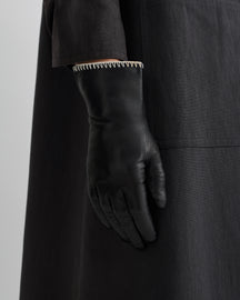 Areli - Leather/Crochet Gloves - Black/Creme