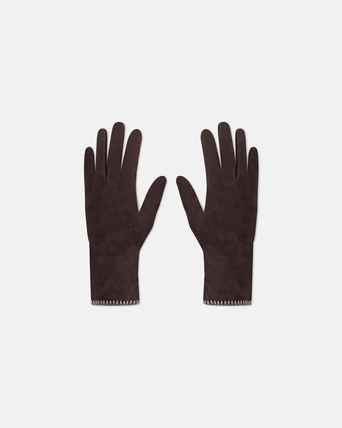 Areli - Suede/Crochet Gloves - Dark Brown/Creme